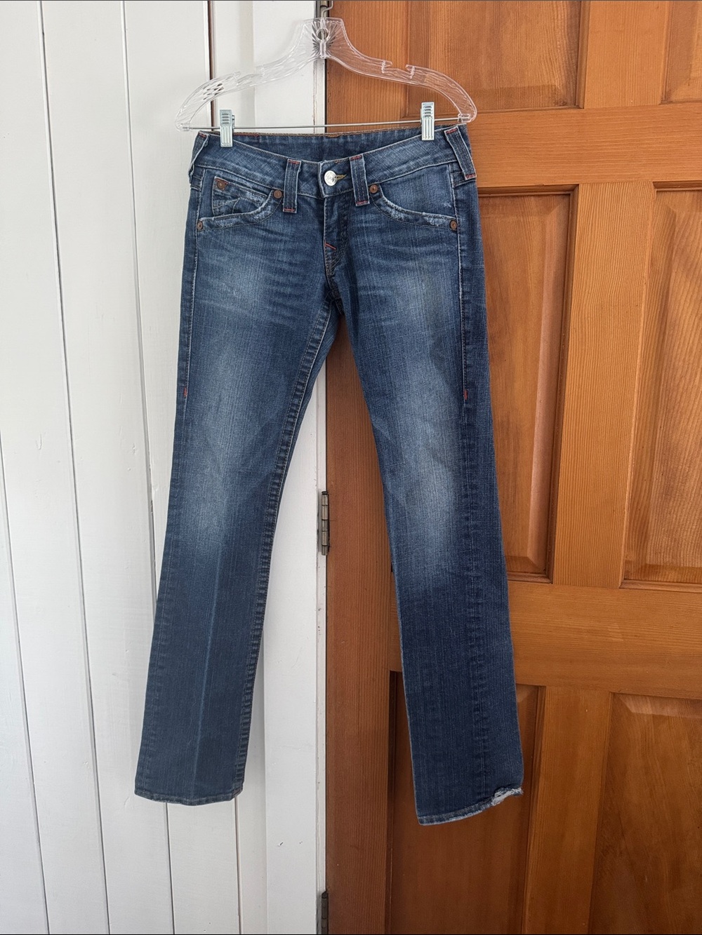 True Religion Women's Straight-Leg Jeans in Dark Blue Wash